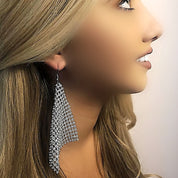 Silver Diamanté Mesh Earrings