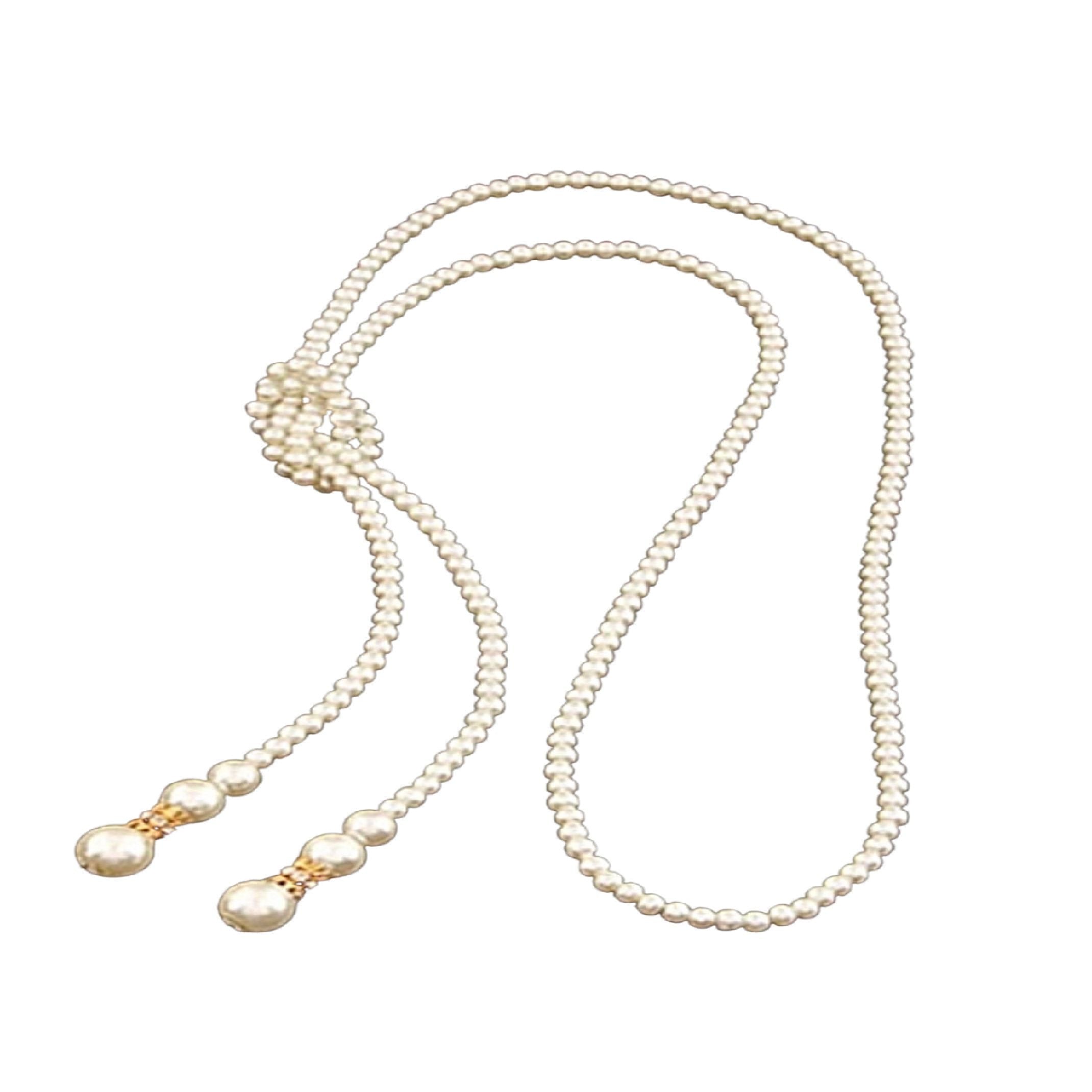 Tie around pearl necklace 