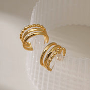 18K Gold Triple Layer Hoops