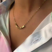 14k gold cube necklace