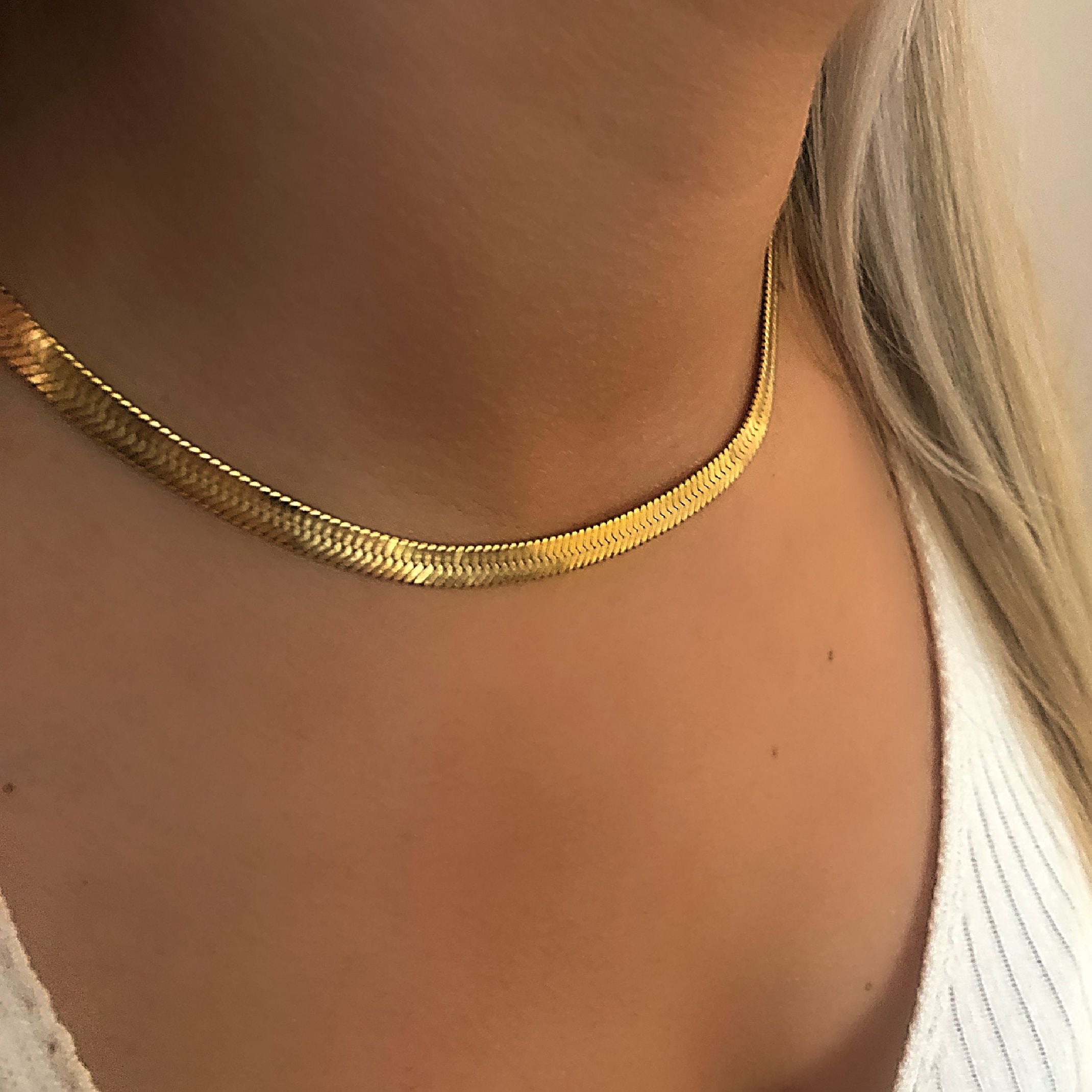 18K gold thick snakeskin chain 