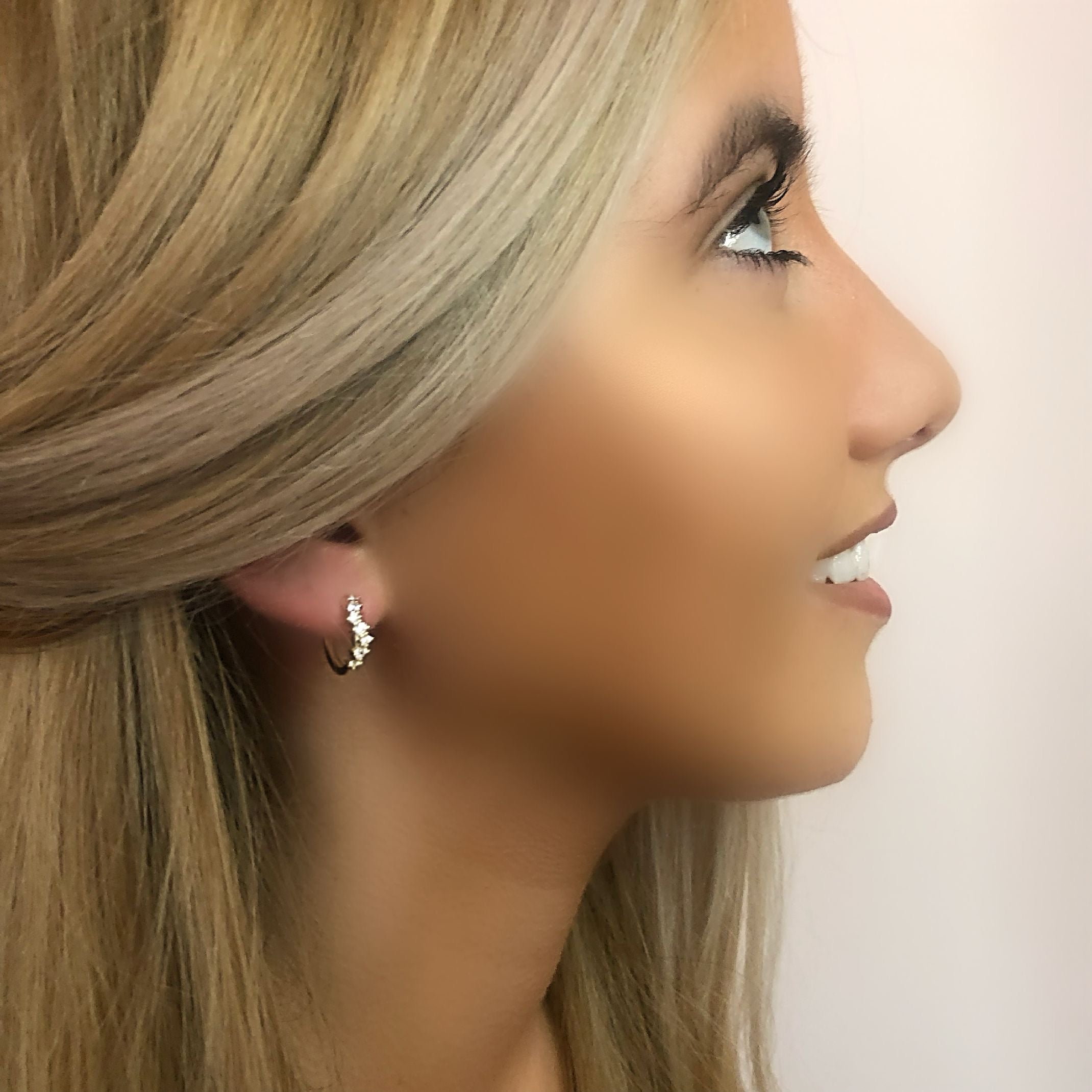 Gold crystal ring huggie earrings 