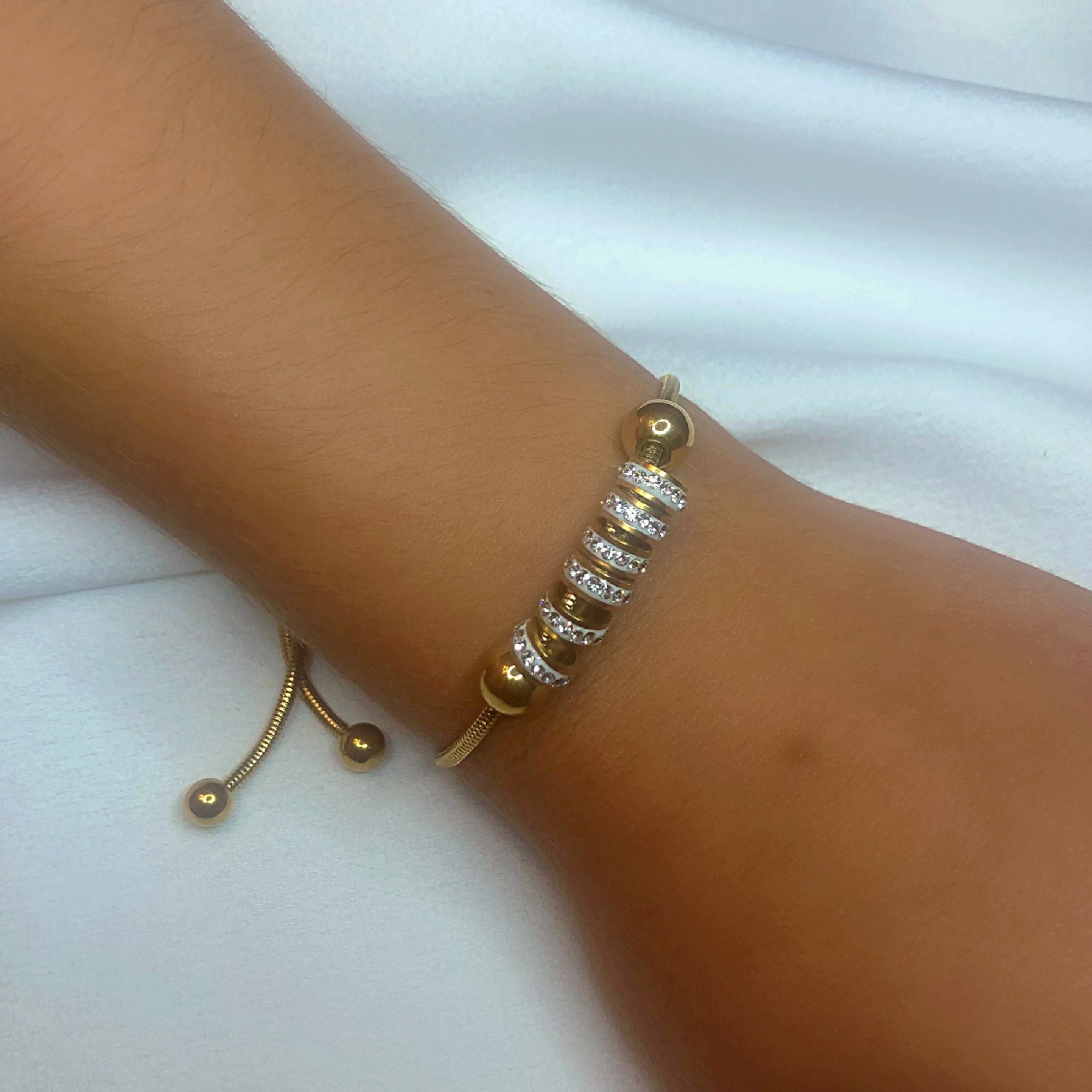 Gold diamond love ring bracelet 