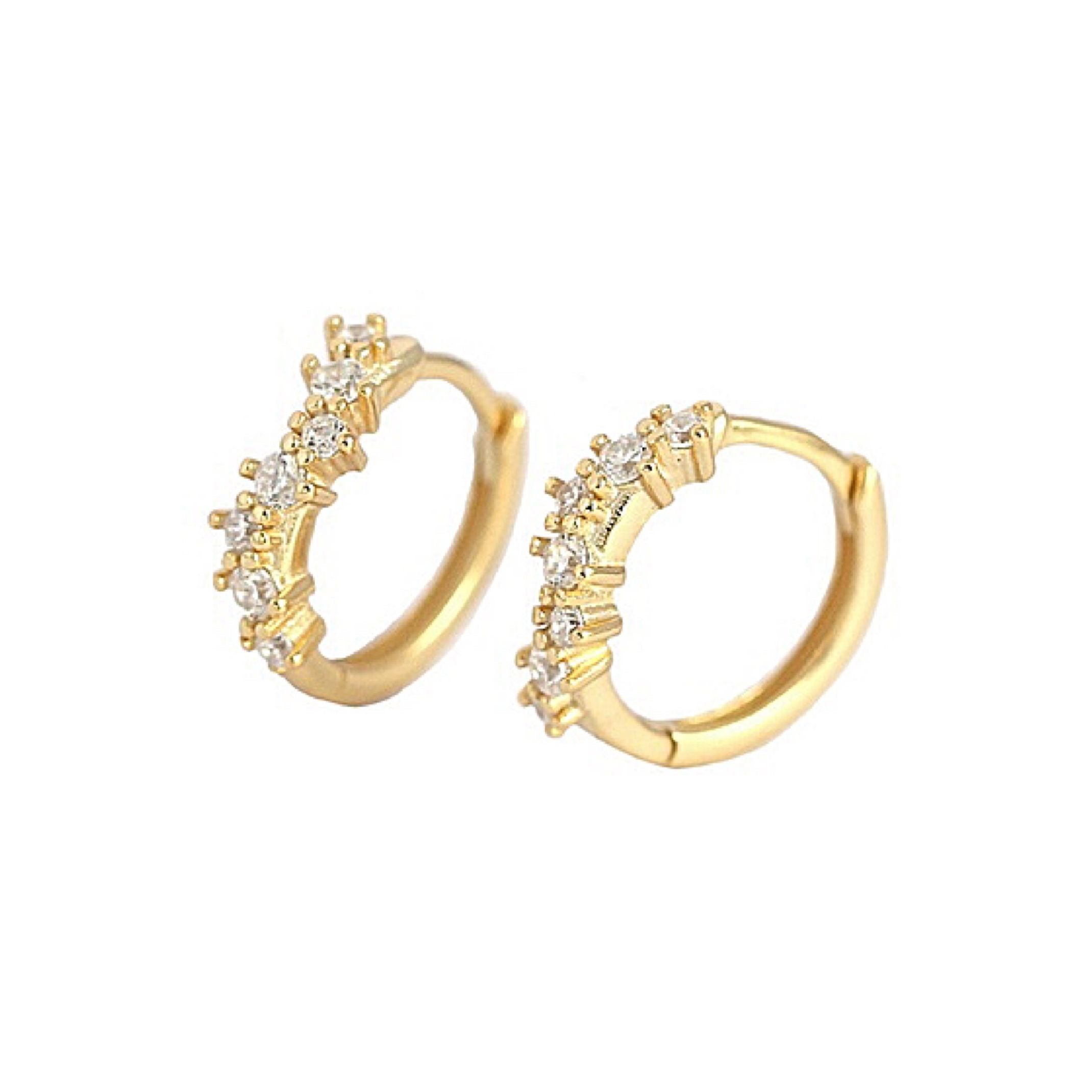 Gold crystal ring huggie earrings