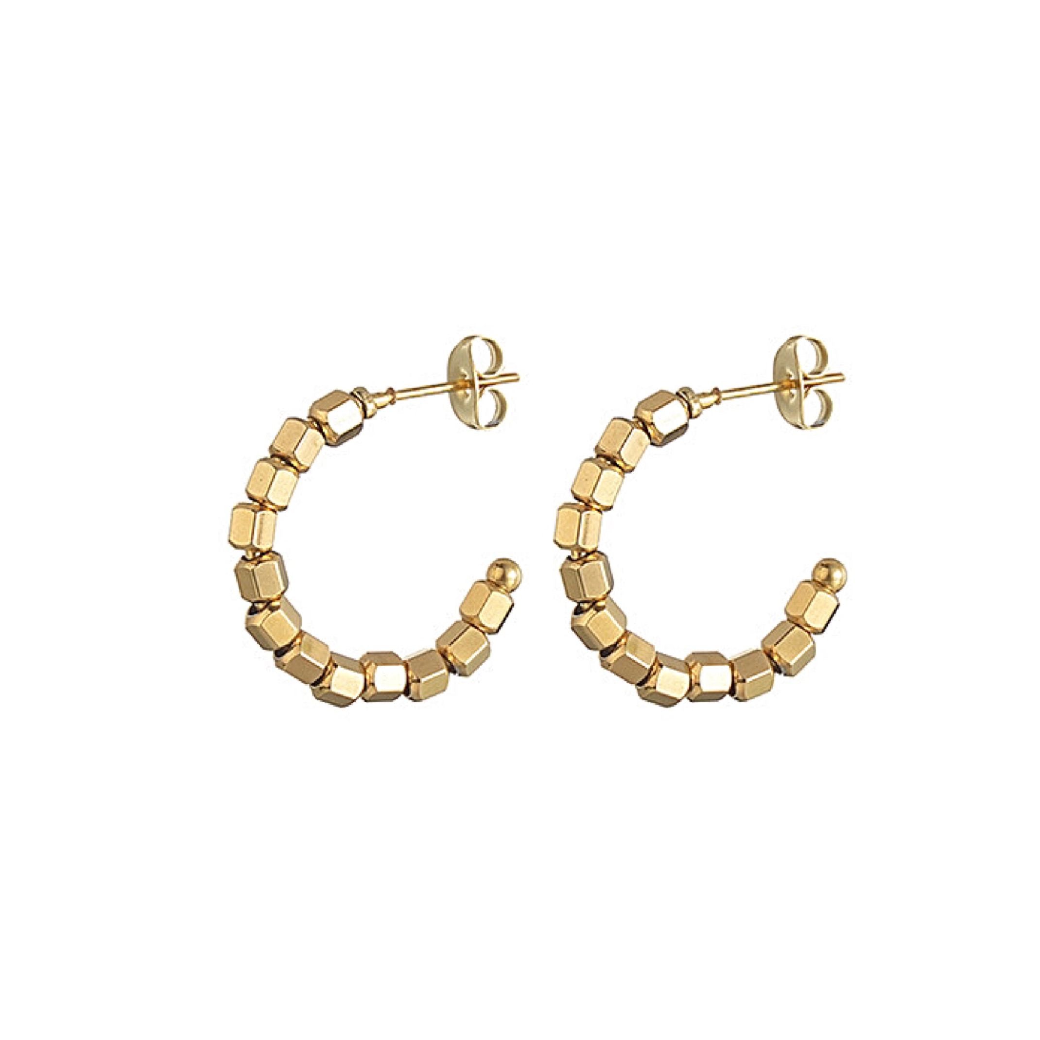 14K gold cube hoop earrings 