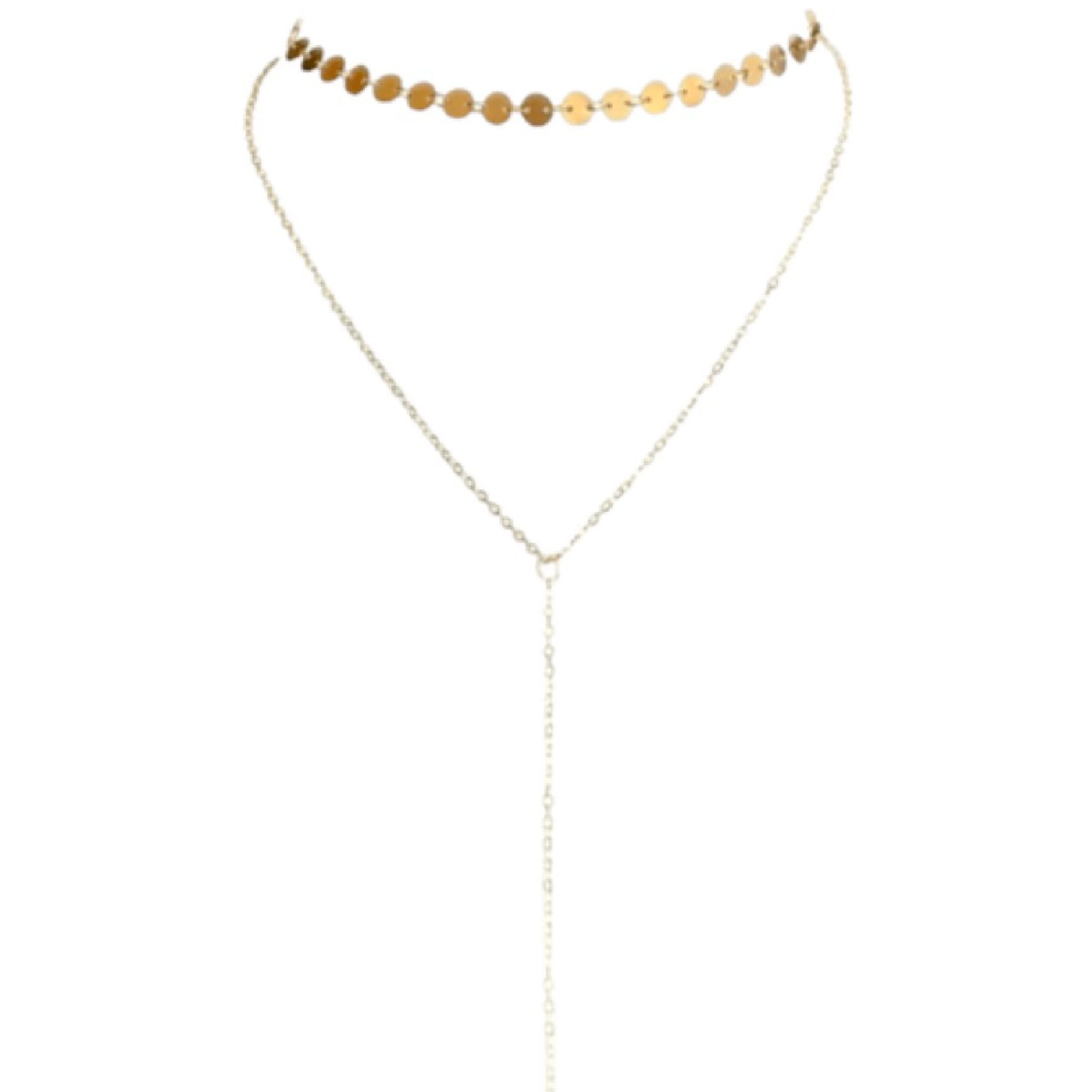 Gold sequin layered necklace 