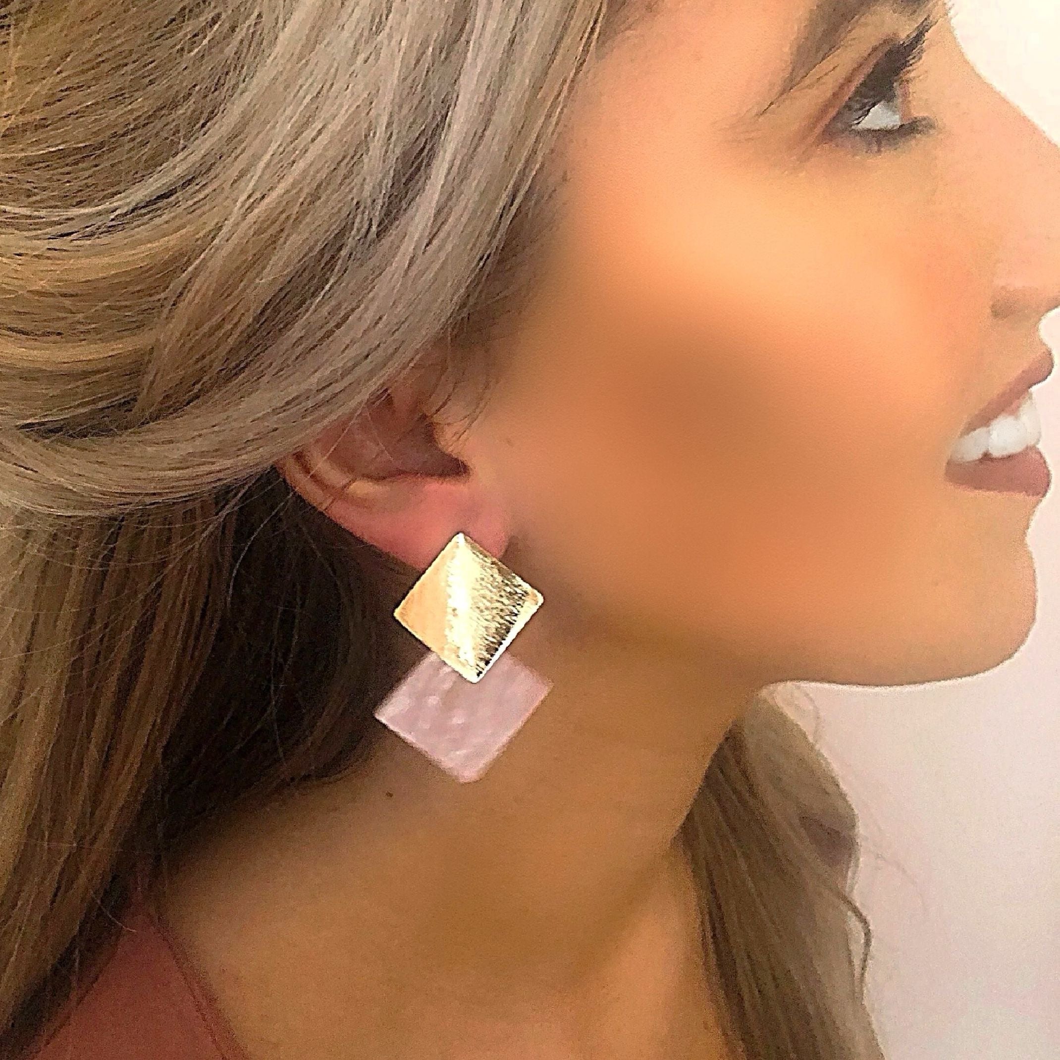 Pink and gold earrings