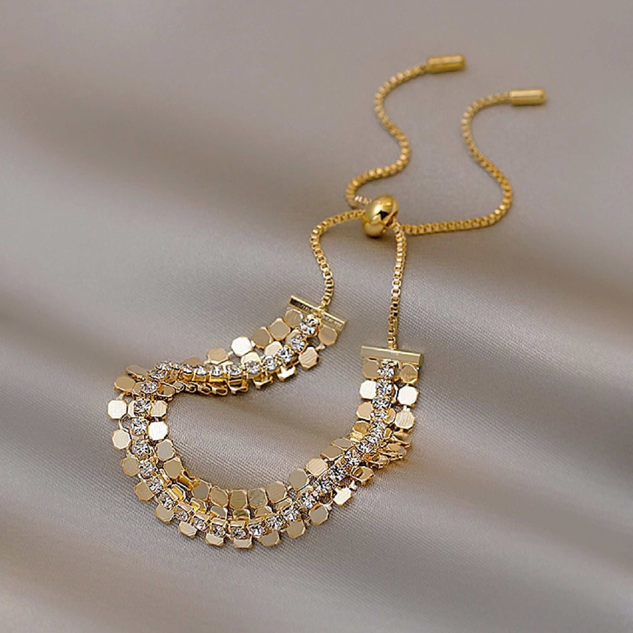 Gold sequin tennis bracelet