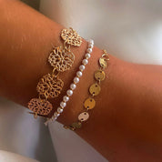 Gold and white bracelet set