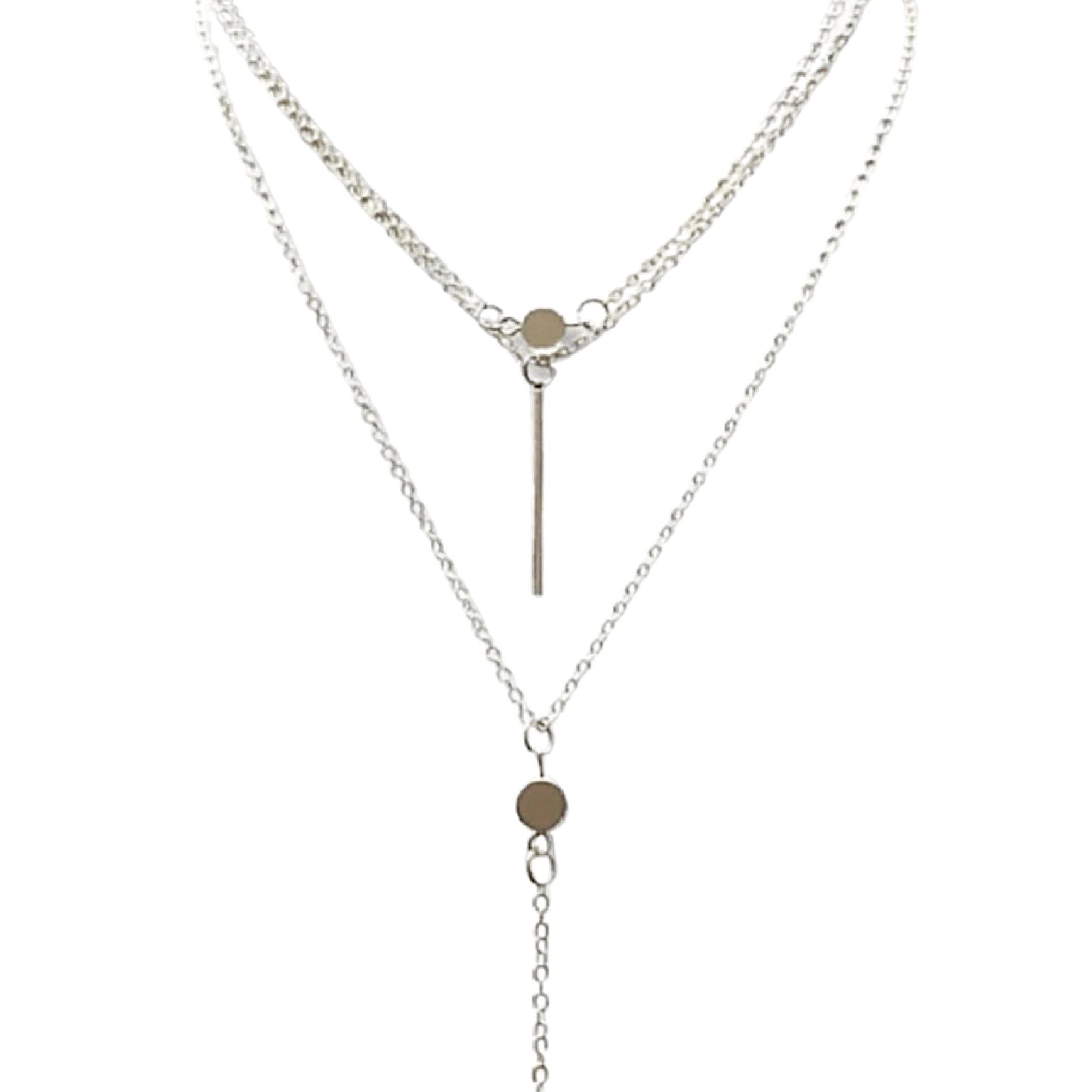 Silver bar layered necklace