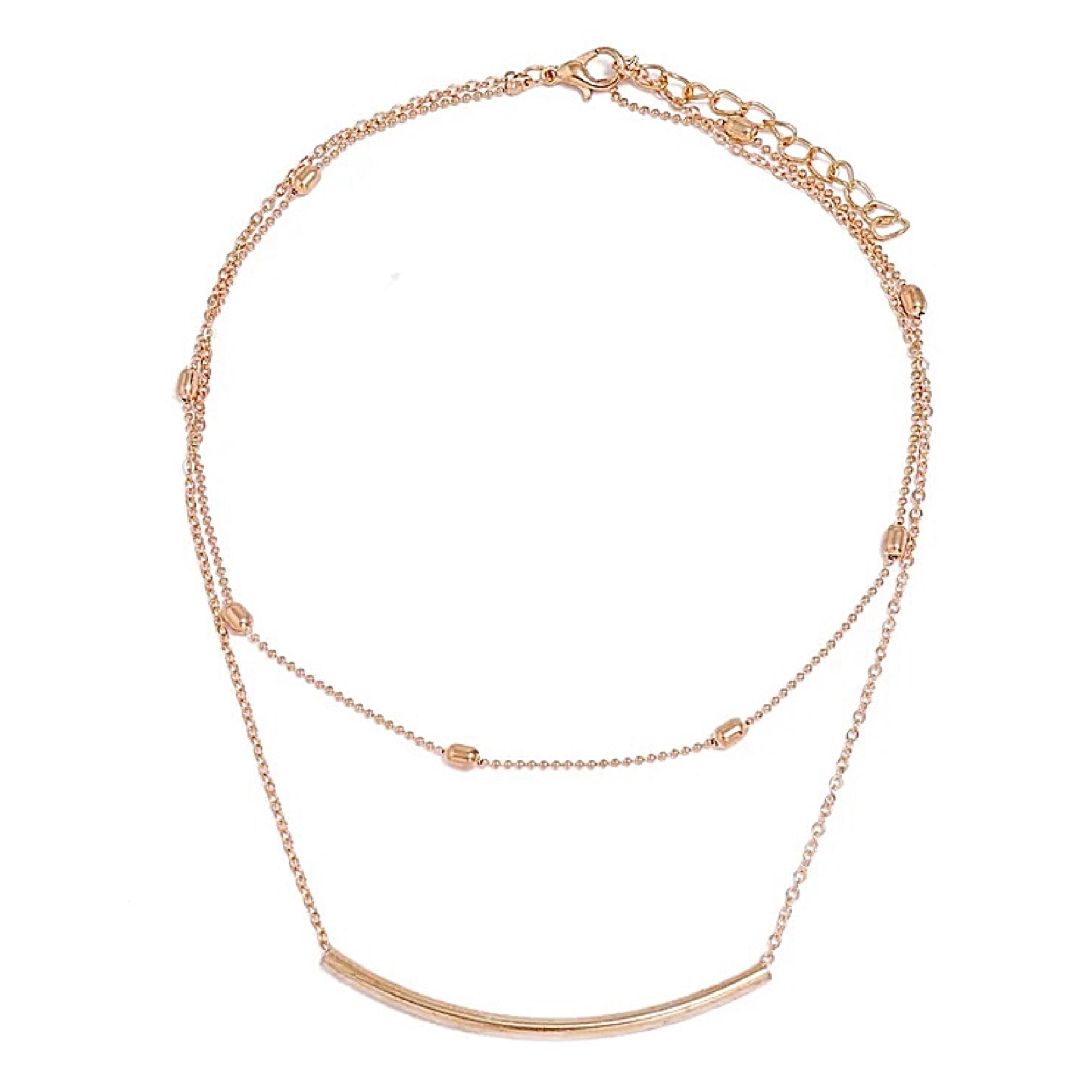 Bead and bar layered necklace