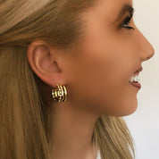 18K Gold Triple Layer Hoops