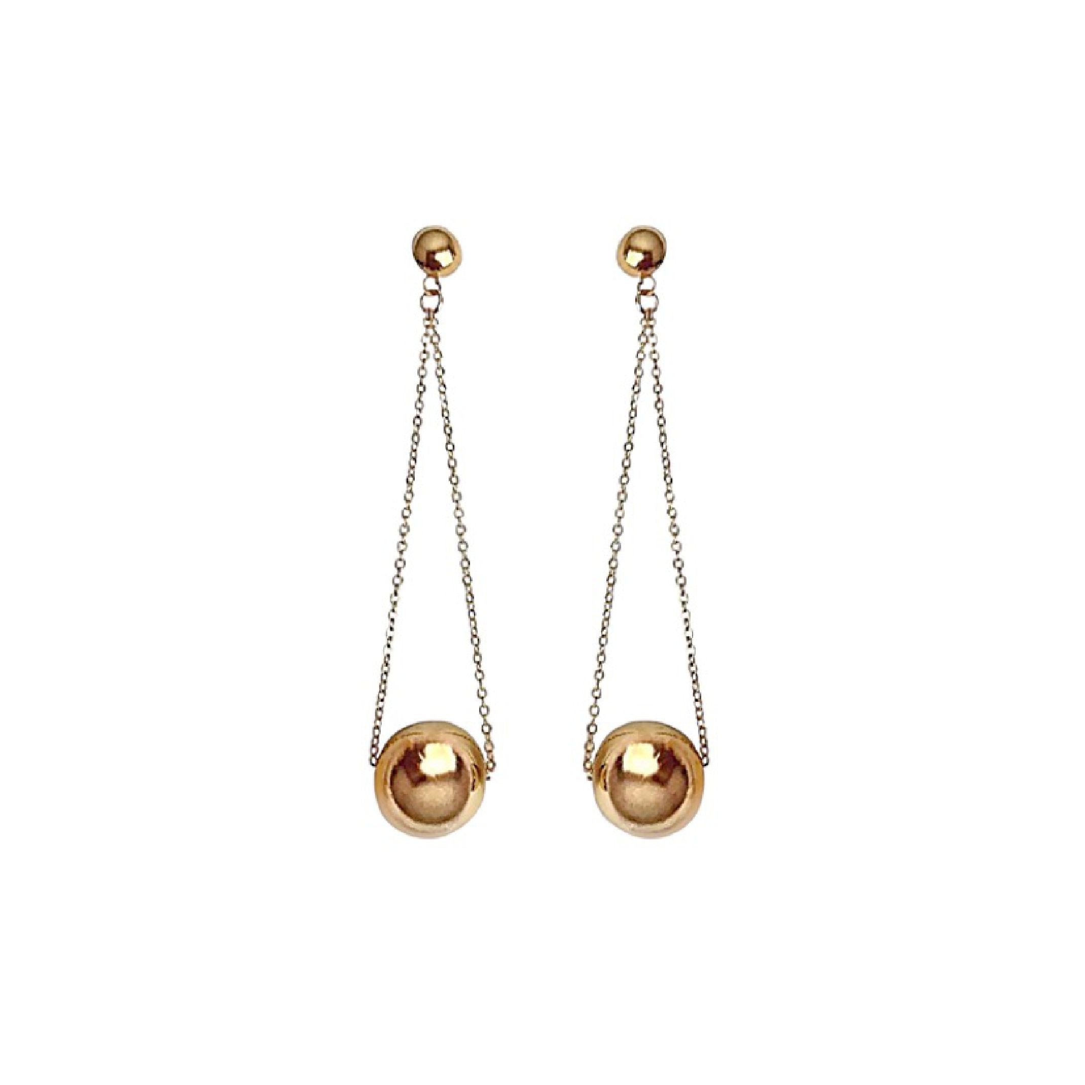 Gold orb dangle earrings 