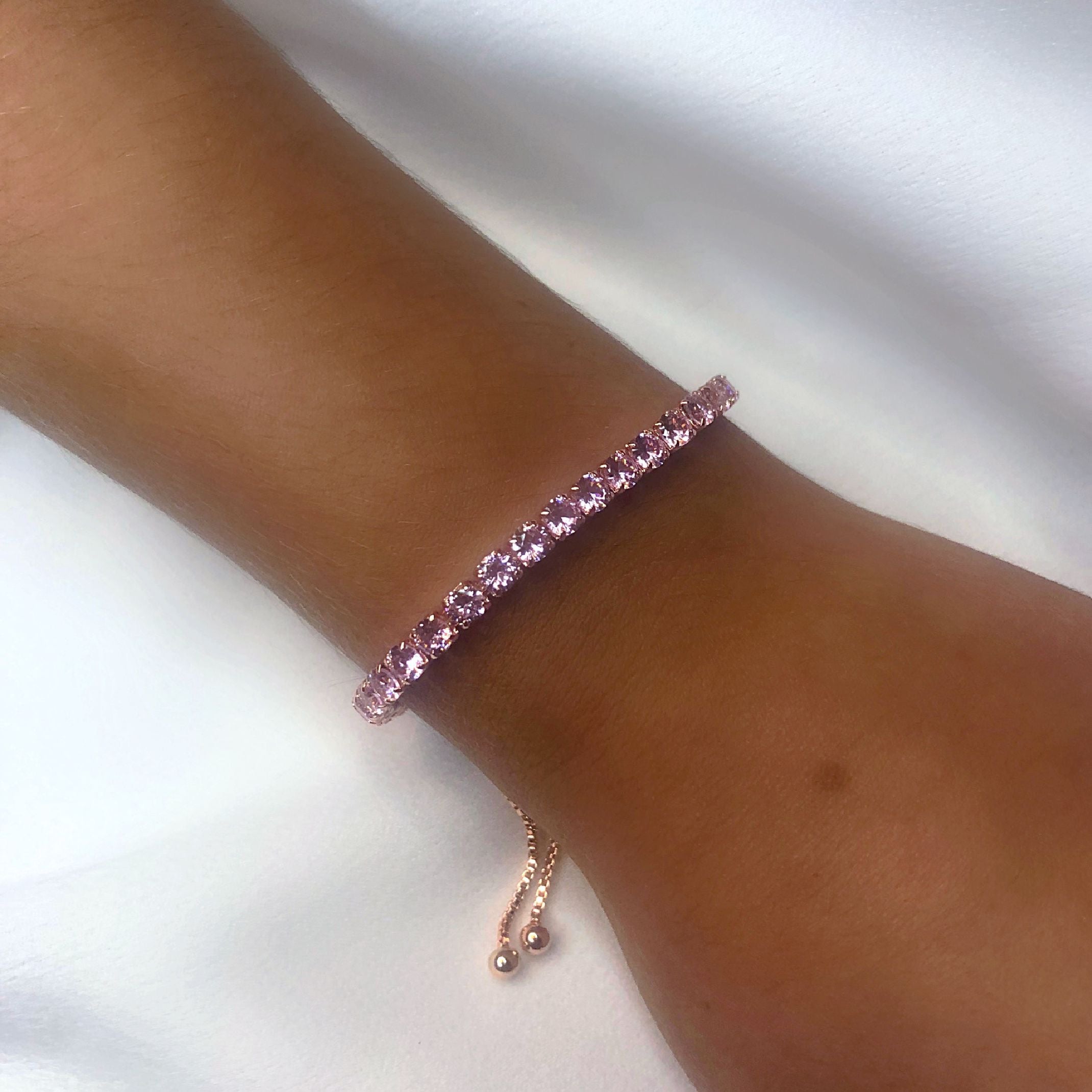 Pink jewel tennis bracelet 
