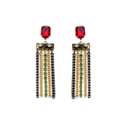 Red jewel dangle earrings 