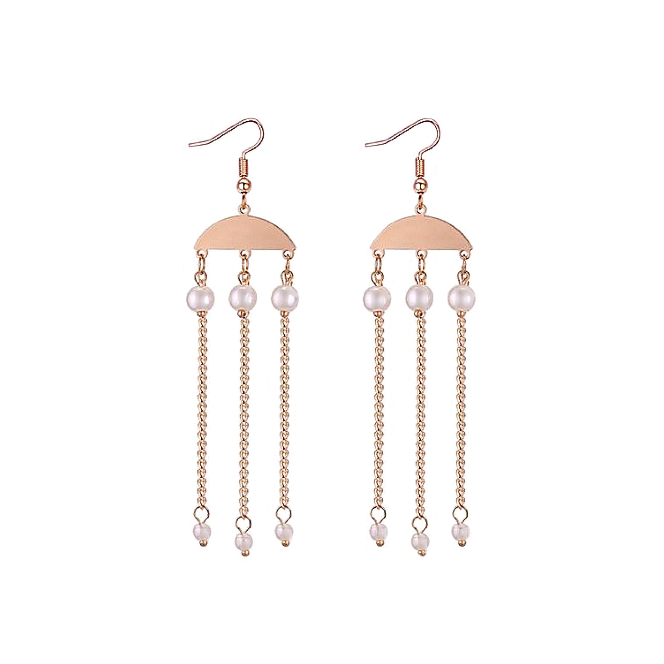 Pearl chain chandelier earrings 