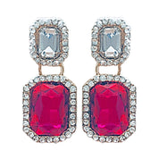 Hot pink white and gold vintage jewel earrings