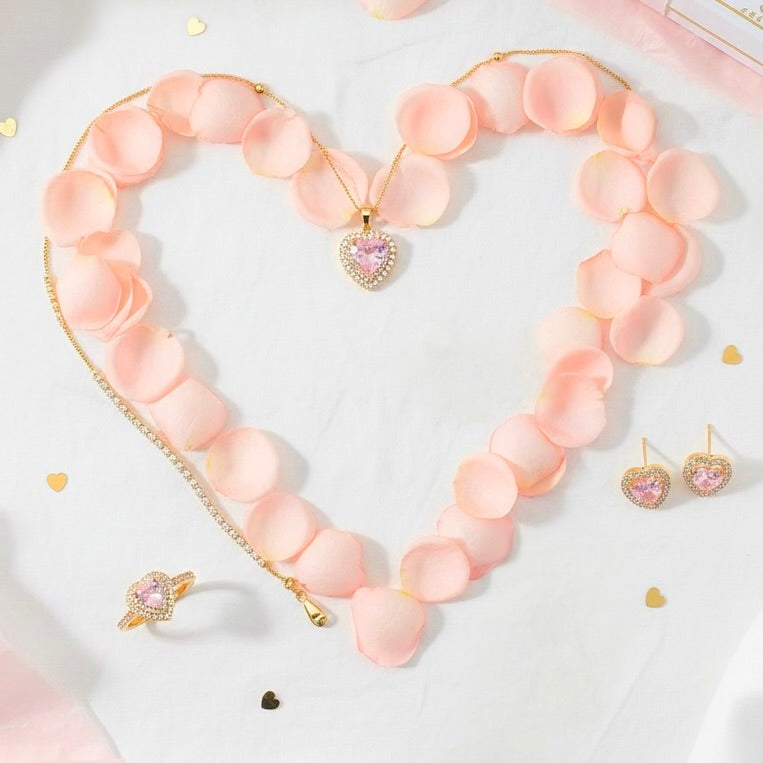 Gorge Malorge Pink Heart Jewellery Set