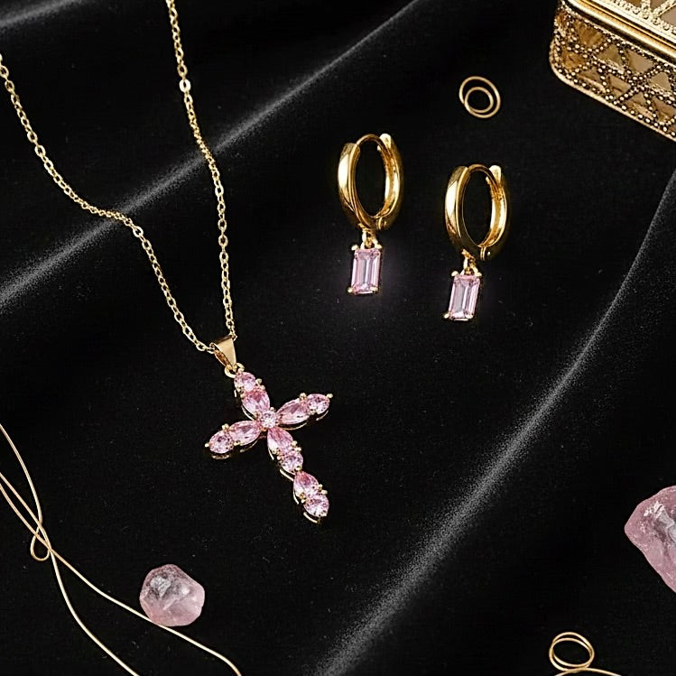 Gorge Malorge Pink Crystal Jewellery Set