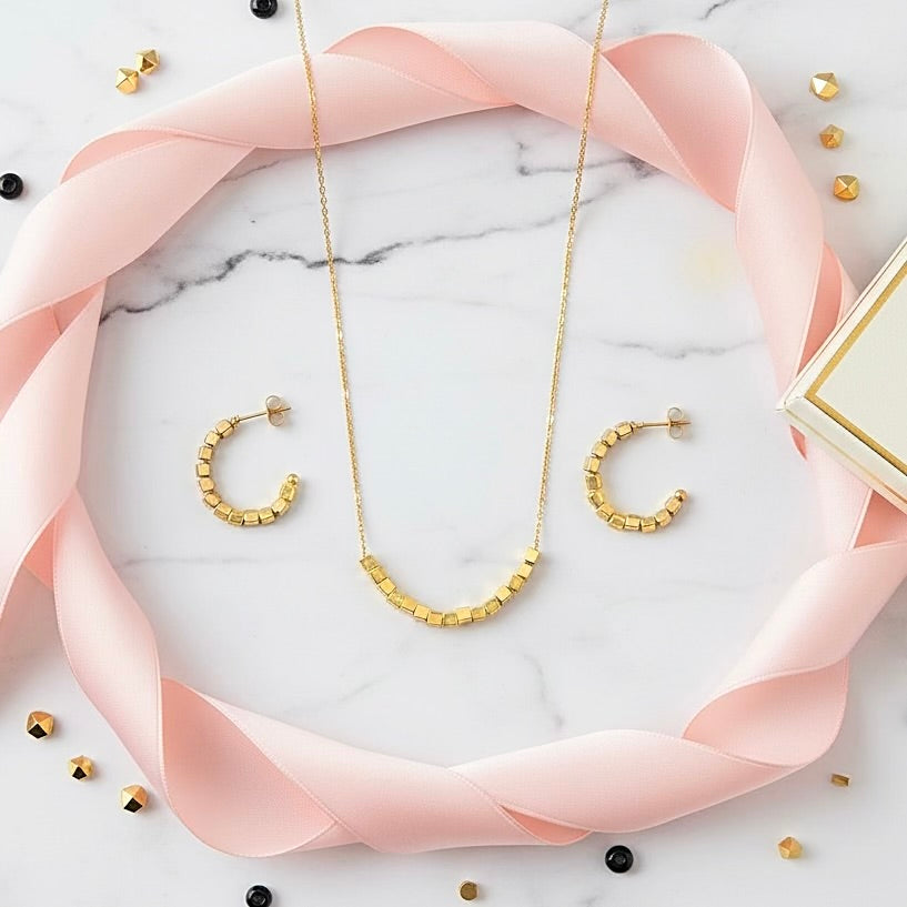 Gorge Malorge Gold Cube Jewellery Set