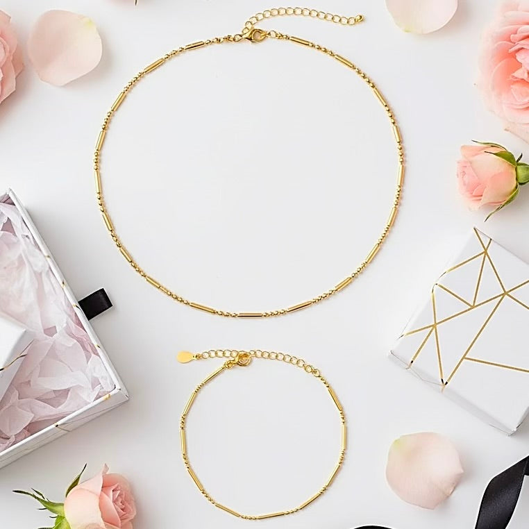 Gold dotted bead jewellery set