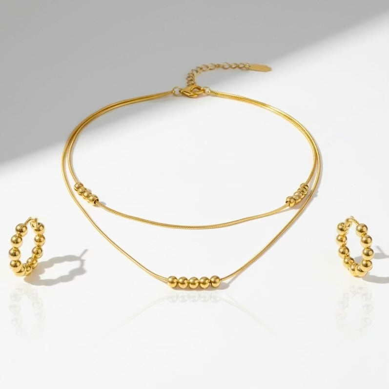 Gold bead jewellery set 