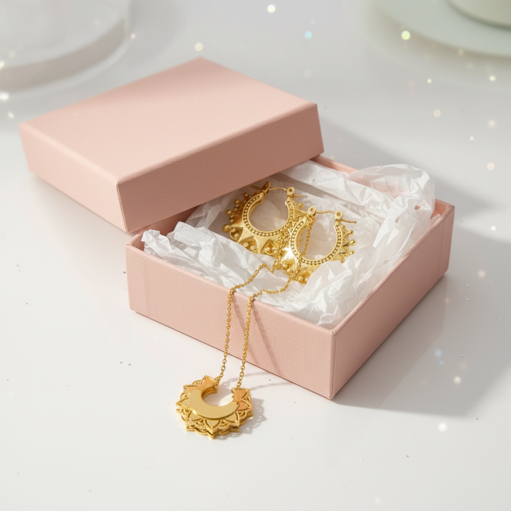Gold creole jewellery set