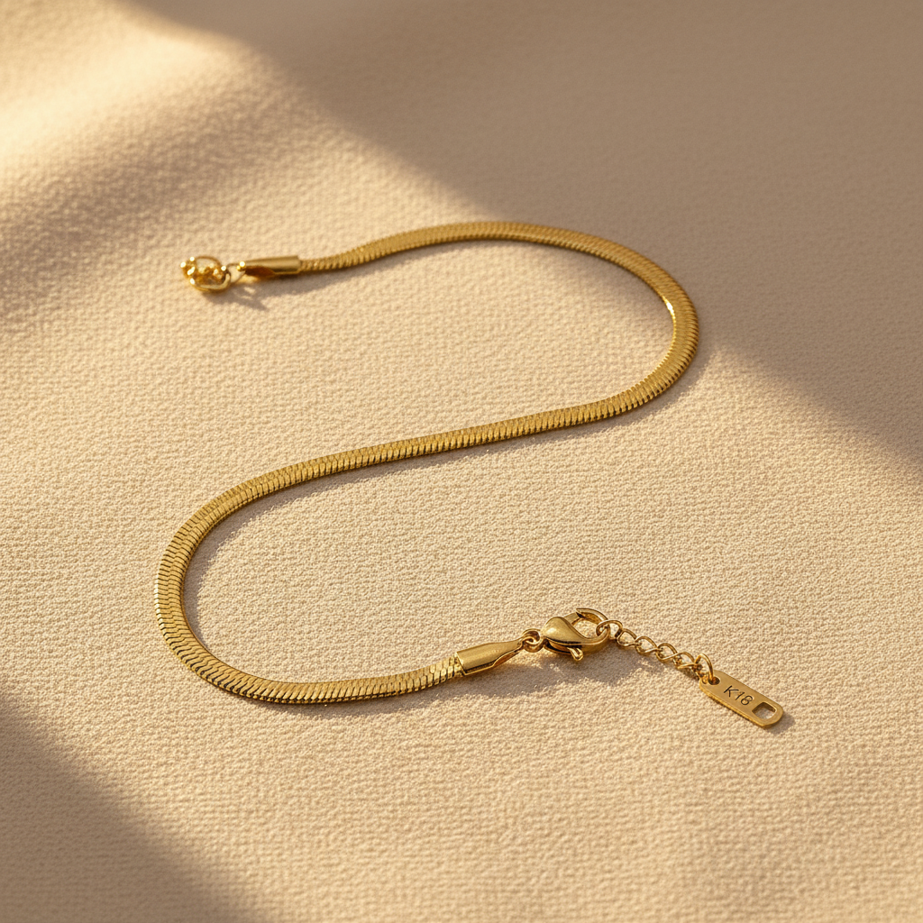 18K Gold Snakeskin Bracelet - Flat Lay Neutral