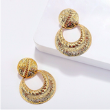 Gold Button Hoop Earrings