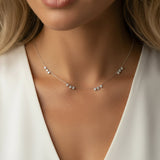 Dainty Crystal Cluster Chain Necklace | S925 Sterling Silver