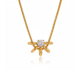 Prong Crystal Sculptural Pendant Necklace | Gold