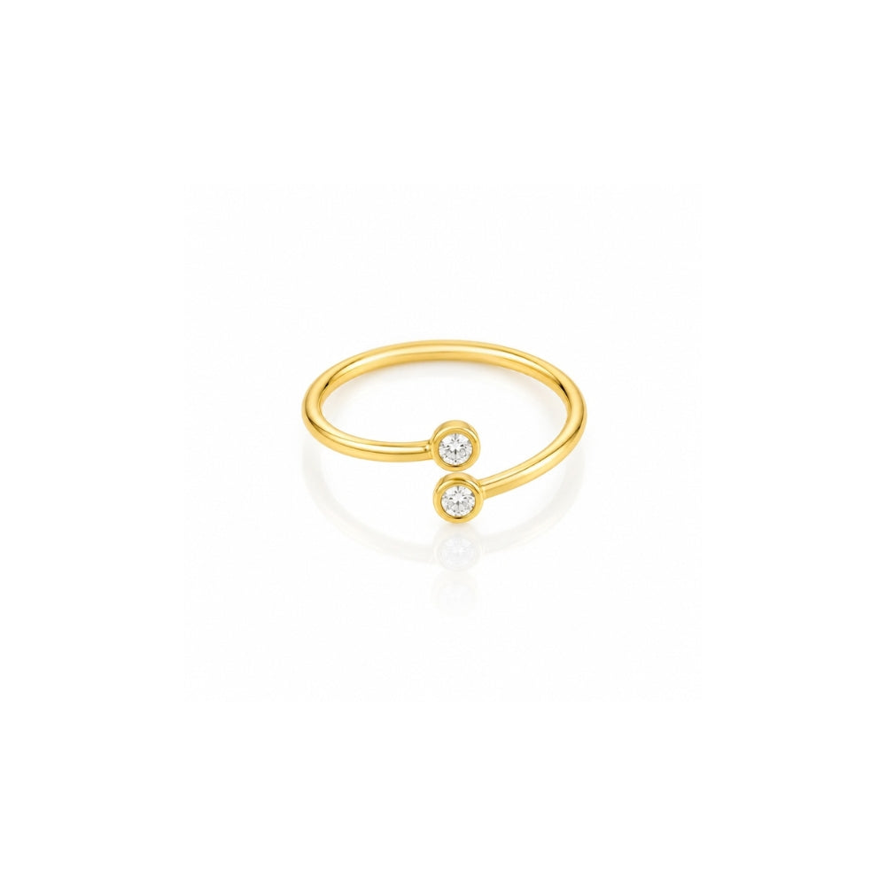 Duo Bezel CZ Open Ring | Gold
