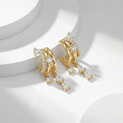 Crystal Waterfall Drop Earrings – Gold