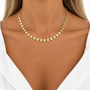 Sunburst Disc Chain Necklace in 18K Gold