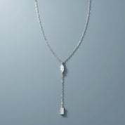 Dainty Crystal Y Necklace – Silver