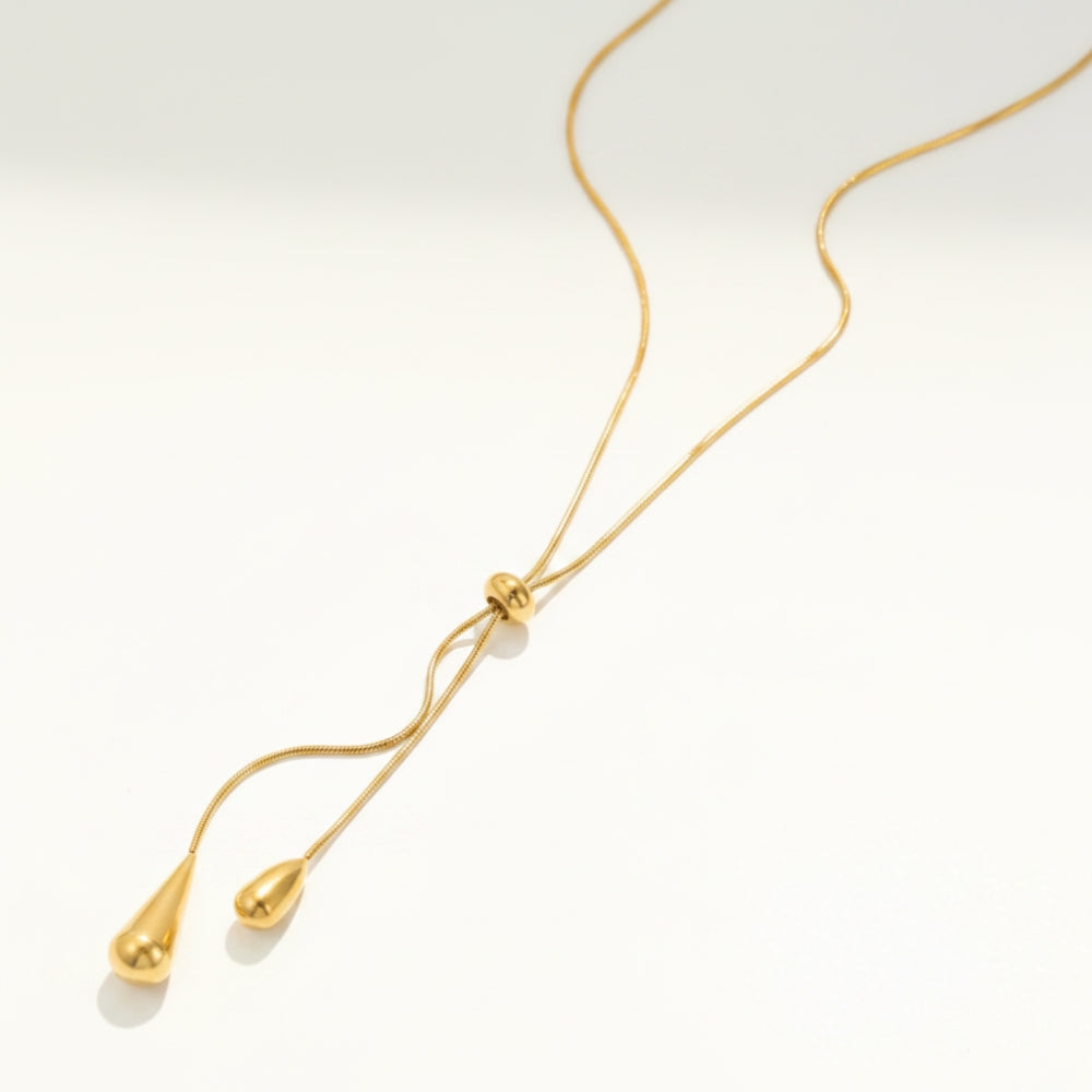Water Drop Y-Lariat Necklace | Gold