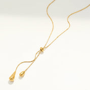 Water Drop Y-Lariat Necklace | Gold