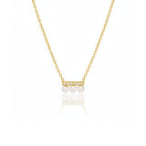 Triple Pearl Pavé Bar Necklace