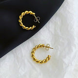 Gold Twist Hoop Earrings