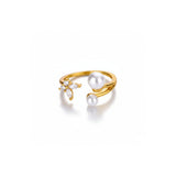 Pearl & Crystal Butterfly Open Ring