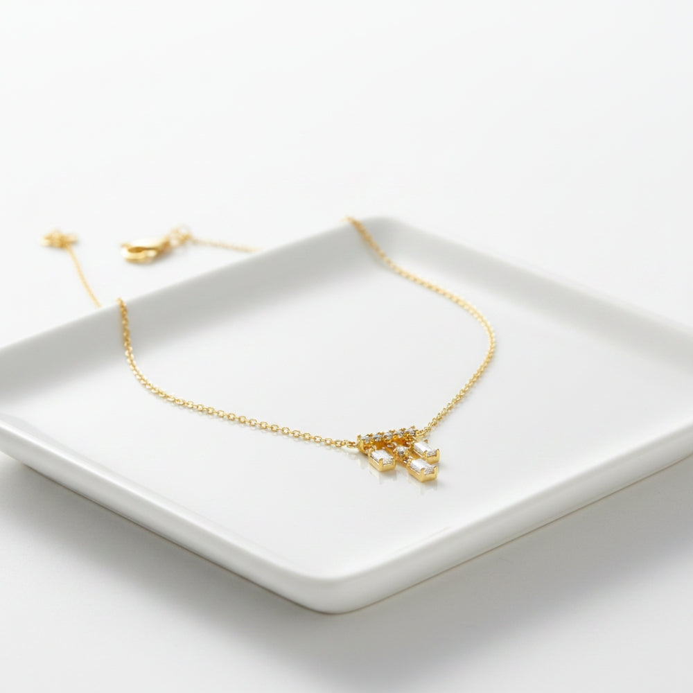 Baguette Crystal drop necklace 