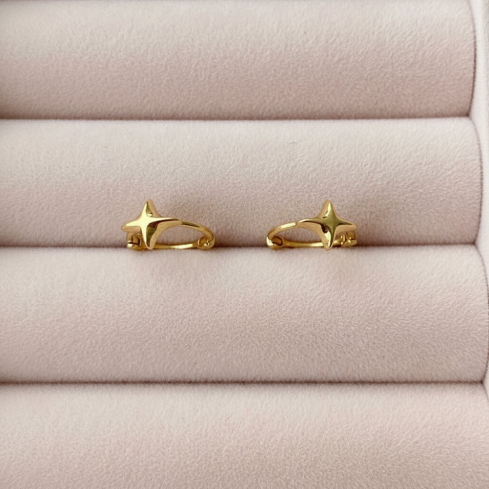 Gold Star Huggie Earrings
