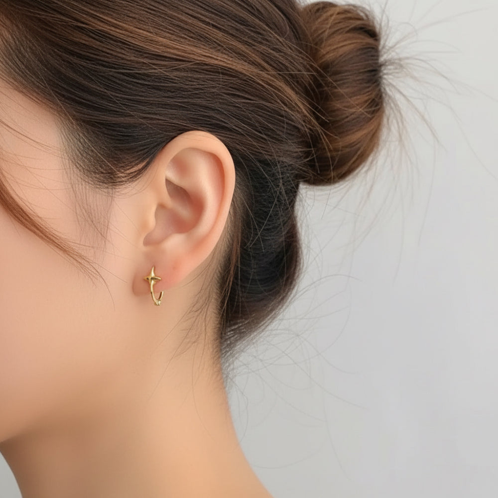 Gold Star Huggie Earrings