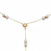 Gold Star Pearl Y-Drop Necklace