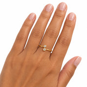 Duo Bezel CZ Open Ring | Gold