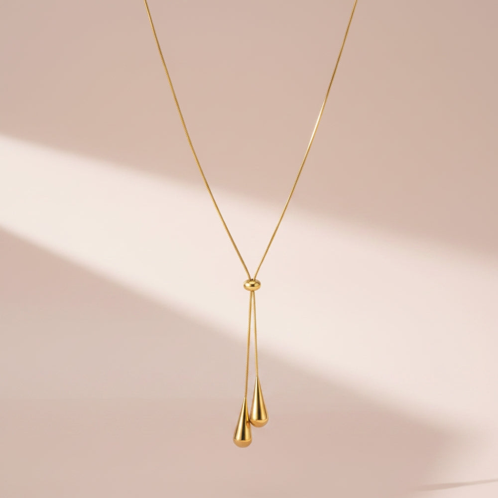 Water Drop Y-Lariat Necklace | Gold