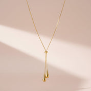 Water Drop Y-Lariat Necklace | Gold