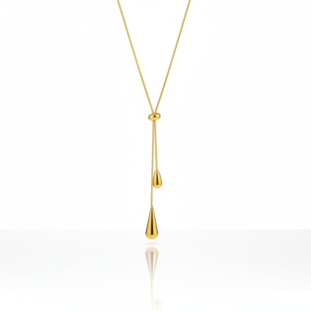 Water Drop Y-Lariat Necklace | Gold