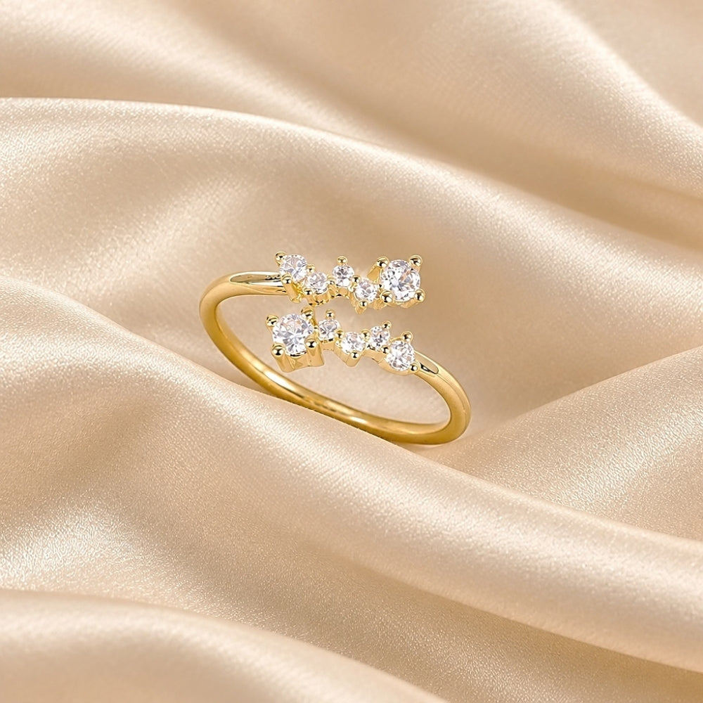 CZ Crystal Cluster Ring | 18K Gold Plated