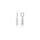 Triple Crystal Drop Huggie Earrings – Silver